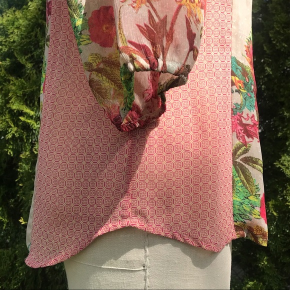 Anthropologie Meadow Rue Sheer Floral Blouse Top - Picture 4 of 8